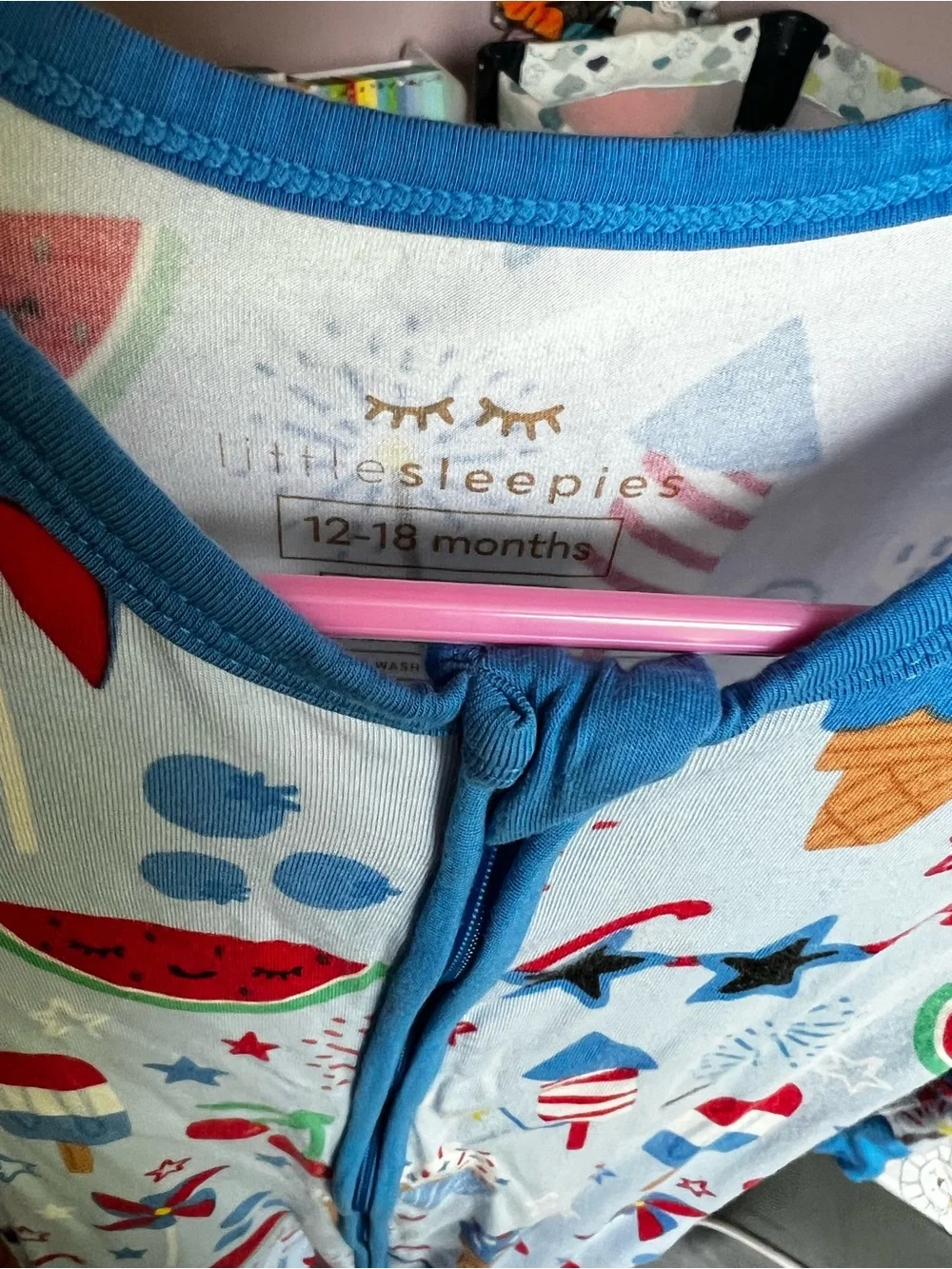 Little Sleepies Stars, Stripes, and Sweets Zippy Pajamas Size 12-18M VGUC
